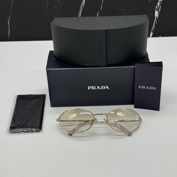 NEW SPR A59 14N7H1 PRADA PRA59S 14N7H1 WOMEN SUNGLASSES PR A59S 14N7H1 GOLD OVAL - Picture 12 of 12
